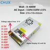 CHUX 480Wスイッチング電源ボルタグ調整0-12V 5V 24V 36V 48V 60V 80V 120V 160V LEDダブルデジタルディスプレイ電源