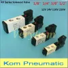 4V210-08 4V110-06 M5 Salve d'air pneumatique Solénoïde 1/4 "1/8" 3/8 "1/2" pouce 2/5 Electromagnétique 4V310-10 12V 24V DC AC 110V 220V