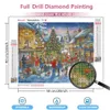 HUACAN 5D DIY Diamond Painting Christmas Tree Diamond Embroidery Landscape Town Diamond Mosaic Winter Handicraft Decor For Home