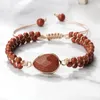 Charm Bracelets Adjustable 4mm Bead Bracelet Handmade Natural Stone Pendant Braided Rope String Thread Bangles For Women Men Yoga Wrap