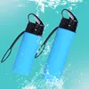 Bouteilles d'eau 600 ml d'enfants tasse de silicone réutilisable bouteille de sport en silicone pliable pour le bureau à domicile