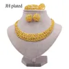 Smycken Set Dubai Gold Color Jewelry Set African Wedding Gifts Lady Party For Women Necklace Armband örhängen Ring Bridal 240402