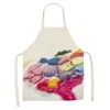 Linen Colorful Nail Polish Cosmetics Theme Print Kitchen Aprons Unisex Dinner Party Cooking Bib Funny Pinafore Cleaning Apron