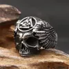 Винтажный викинг Valknut Skull Ring для мужчин панк -байкер 14K золотые ворона кольца модные амулет подарки