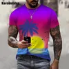 Herren T-Shirts Strand Sonnenuntergang Unisex Hemd Sommer Kokosnuss Palme 3D bedrucktes T-Shir Männer lässiger runder Nacken Kurzarm Tshirt