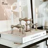 Luxury Silver Nordic Molecular Candlers Metal Candlestick Table Centor Table Centor Room Decor Ornement Gift Set Candabra