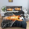 3D Boys Football Comforter Cover Set Queen Size Soccer Ball Duvet 1/2 Pillowcases 1 Bedding