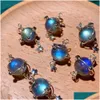 Hänghalsband o Fantasy Galaxy Gray Moonlight Planet Aquamarine Hessian Globe Halsband för kvinnor Gift Drop Delivery Jewelry Pendan Dho0a