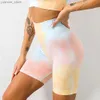 Trajes de yoga Nuevo Tie Dye Cintura alta sin costura Sports Shorts Fitness Leggings Leggings Women Women Scrunch Butt Booty Gyts y240410