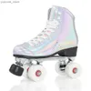 Inline Roller Skates Roller Skates Shoes Flash Quad Wheels Skating Adult Double Row Roller Shoes Beginner Sliding Sneaker With 4 Wheels Metal Bracket Y240410