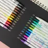 12/24 Colori disegni penna di pittura penna a colori metallici per forniture di carta nera Supertura per arte per la pennellata di cartoleria Escolare