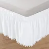 TASSEL BED SKIRT Ruffle Elastic Wrap Around Bedskirt utan Surface Classic Casual Style Bedskirt Solid Color Queen/ King