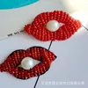 2pc chiodo a mano perline rosse labbra rosse patch di strass in pasta per labbra per labbra bulm patch decorazioni per rossetto per rossetto abbigliamento accessorio cucitura