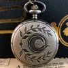 Pocket Watches Olive leaf pattern carved quartz pocket Vintage bronze Fob chain Roman numerals face round dial necklace Lucky timepiece Y240410