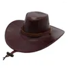 Berets Men Western Black Cowboy Hat Gentleman Game Red Dead Redemption 2 Cowgirl Country Classic Faux Leather Jazz Women Knight