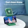 Gadgets 3000mAh Mini Folding Hanging Neck Fan USB Rechargeable Cooling Air Conditioner With Phone Bracket for Office Student Kids