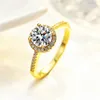 Anelli di banda joycejelly lusso 1ct 6,5 mm anello di diamanti moissanite per donne argento puro 925 placcata 14k oro in oro impegno squisito gioiello j240410