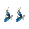 Zircon Inlaid Pearl Butterfly Geometric Exaggerated High-end Feel, with Fashionable Temperament, Light Earrings