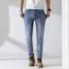 Men's Jeans designer Light luxury and high-quality seasonal thin washed men's jeans, versatile elastic slim fit small straight leg pants QWEX PJ06