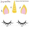 Födelsedag enhörning Party Decor Diy Unicorn Horn Eyelashes Ear Wall Sticker 20cm Paper Pom Poms Baby Shower Party Backdrop Supplies