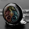 Montres de poche Dragon Game Dragon Glass Dome Vintage Quartz Men de poche Femmes Pendante Collier Chaîne Clock Bijoux Corloge Y240410