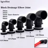 2 ~ 20 st i.d 20 ~ 50mm svart PVC Pipe Aquarium Butt Fish Tank Drain Fogar Home DIY Tube 90 ° Elbow Water Drainage Connectors