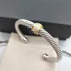 Fashion 7mm Bangle 18K Charm Classics Gold Diamond Armband Armband Silver Luxury Cable Designer Smycken Färg med vit och rosa zirkon