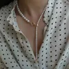 Pendant Necklaces Brass Natural Real Freshwater Pearl OT Chian Necklace Women Jewelry Punk Designer Runway Rare Simply Gown Boho Japan