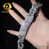 2024 Trendy Jewelry White Gold Plated 18mm Link Iced Out Hip Hop Flower Mossanite Chain Cuban for Men Women