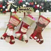 2022 Nya heta stora strumpor Santa Elk Fabric Gift Socks Christmas Candy Bag Snowman Deer Pocket Xmas Decoration