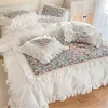 Bedding Define Luxury vintage French Rose Flowers Prind Lace Ruffles Conjunto de cover de algodão egípcio lençóis de cama e fronhas