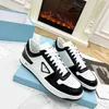 Designer Femmes Prads Skate Chaussures Downtown Le cuir baskets en cuir tissu lace up woman Flat Training Running Shoe 23423