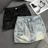 Brief borduurwerk denim rokken shorts voor vrouwen zomerontwerpers jeans short pant cool girls hiphop mini rok streetwear