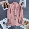 Women's Suits Blazers Elegant Office Lady Blazer Woman 2023 Fashion Long Sleeve Single Button Blazers New In Coats And Jackets Clothing Outerwears C240410