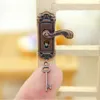 ACCESSOIRES DIY PLAQUE COURCE MÉTAL METAL MINIATURE PORTES PORTES POULONS House Lock Key Set Brass Knobs Mini Furniture Pull