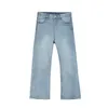 American street washed and versatile micro flared jeans casual distressed zippered casual pants vibe trendy pants 240410