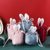 1pc Easter Bunny Ears Sacos de doces Flanette Faster Rabbit Chocolate Packing Backing Birthday Birthday Party Jewelry Organizer