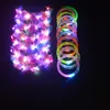 Bracelete de 18 pcs e coroa de flores de 6pcs, LED Light Up Party Favor Glow in Dark Birthday Wedding Festival Freshes Christmas