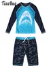 Kinder Jungen Schwimmanzug Badebekleidung Rashguard Langärmele Schwimmt-Shirt Tops Shorts Sportset Strand schwimmen 2-10 Jahre