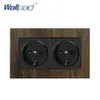 Dubbel EU -stroomaansluiting Glazen paneel Wallpad 16a Europese standaard power wall stopcontact 146 mm * 86 mm