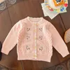 Infant Kids Baby Girls Cardigan Coat herfst winter schattig babymeisjes lange mouw borduurwerk bloem gebreide kindervords jas