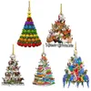 2022 2d Wood Christmas Tree Decorations Bird Parrot Rooster Cows Book Gekleurde ballen Xmas Tree Ornaments Home Decor Nieuwjaar Gift