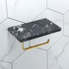 ブラシ付きゴールドバスルームロールペーパーホルダーSoild Brass Marble Bath携帯電話タオルラックトイレトイレティッシュ棚壁取り付け