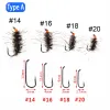 Wifreo 6PCS Griffith's Gnat River Dry Fly Small Size Trout Grayling Fly Fishing Lures Peacock Herl Body Grizzle Hackle #14-#20