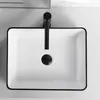 Pia de banheiro de luxo leve utensílios de banheiro modernos acima do balcão Bacia de lavatório de banheira Pia de cozinha quadrada preta preta
