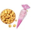 50pcs rosa Punkte kegelförmige Leckereien Popcorn-Taschen Cellophane Candy Bags Triangular Spun Zuckerverpackungstasche für Snack Candy Keks