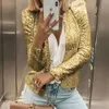 Designer women's clothing 2024 New Womens Fashion Stand up Collar Colored Sequin Coat Short Casual Versatile Small Coat jackets for women leather jacket women JHKV