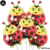 5pcs Ladybug Balloons Balões de folha de insetos de animais para o chá de bebê para chá de bebê