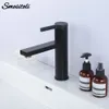 SMITITELI Messing Balck Deck montiert einloch Einloch ein Griff heißer kaltes Badezimmer Mixer Waschbecken Tap Basin Wasserhahn Eitelkeit Wasser -Wasserhöhle