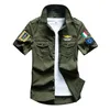 Camisas casuales de hombres camisa militar para hombres manga corta carga algodón sólido de bolsillo masculino trabajo